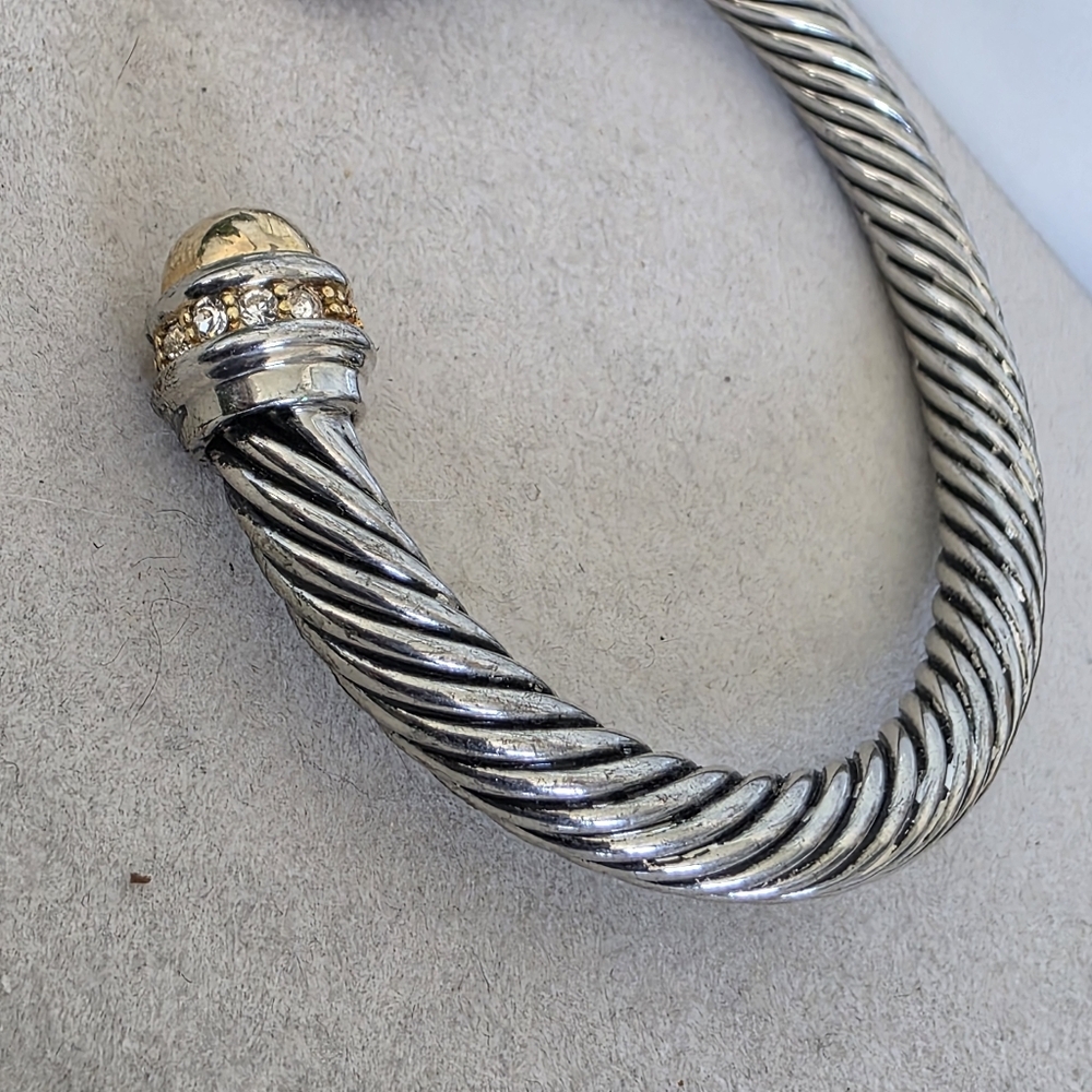 Silve Steel Cable Bracelet Split Opening For Slip On Style - Picture 6 of 10